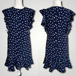 VINEYARD VINES FLOWY RUFFLE SLEEVE NAVY - 0